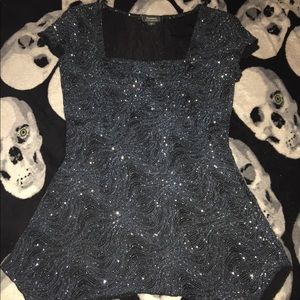 Dress Barn Glitter Blue Top